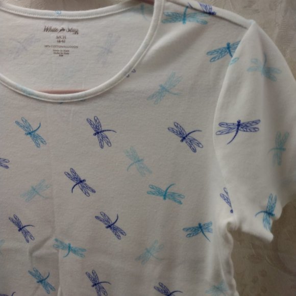 Size Small (4/6) ladies White Stag white/blue/purple dragonfly short sleeve top - Picture 3 of 8